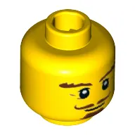 Minifig Head Classic King, Beard Reddish Brown, Goatee, Curly Moustache, Bushy Eyebrows, Thin Smile Print [Hollow Stud]