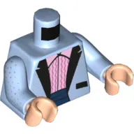 Torso Tuxedo Jacket with Silver Dots, Bright Pink Ruffled Shirt Print (Dick Grayson), Bright Light Blue Arms, Light Nougat Hands