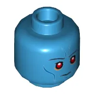 Minifig Head Admiral Thrawn, Red Eyes, Dark Blue Eyebrows, Blue Cheek Lines, with Neutral Closed Mouth / Angry Open Mouth Print
