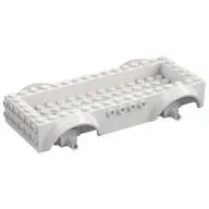 Vehicle Base 8 x 16 with Wheel Arches, Front and Side Studs, and 4 x 14 Recessed Studded Section, 3 Holes, White Wheel Clip Pins