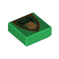 Tile 1 x 1 with Shield with Deer Head Print