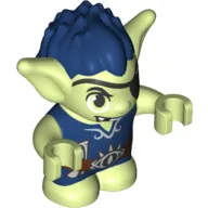 Goblin - Dark Blue Hair and Tunic - Brown Belt with Scroll and Rope (Dukelin with Eyepatch and Open Mouth missing 1 Tooth) Print
