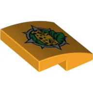 Brick Curved 2 x 2 x 2/3 with Compass Outline, and Leopard Eyes Peering Through Green Leaves Print