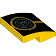 Brick Curved 2 x 2 x 2/3 with Silver '7' in Circles over Black Stripes print