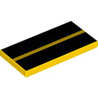 Tile 2 x 4 with 2 Thick Black Stripes print