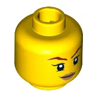 Minifig Head Skylor, Dark Red Eyebrows, Medium Nougat Lips, Lopsided Smile Print [Hollow Stud]