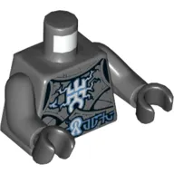 Torso Armor Plates with Electrified Lord Krakenskull Symbols and Blue Arcane Symbols Print, Dark Bluish Gray Arms, Black Hands