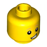 Minifig Head Rocket Boy, Dark Orange Eyebrows, Lopsided Open Grin Print