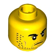 Minifig Head Roman Gladiator, Eyebrows and Stubble, Dark Tan Cheek Lines Print [Hollow Stud]