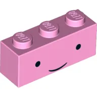 Brick 1 x 3 with Standard Smiling Face (Princess Bubblegum) Print