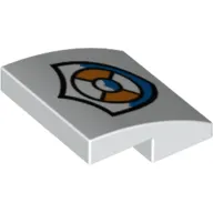 Brick Curved 2 x 2 x 2/3 with Coast Guard Logo with Blue Waves and Life Preserver Print