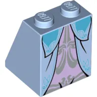 Brick Sloped 65° 2 x 2 x 2 with Bottom Tube and Layered Dress, Ornate Light Blue Trim, Lavender Middle Panel with Silver Trim Print