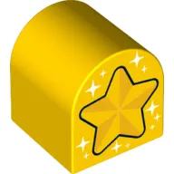 Duplo Brick 2 x 2 x 2 Curved Top with Stars Print
