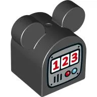 Duplo Brick 2 x 2 x 2 Curved Top with Round Ears with Gas / Fuel Pump Print