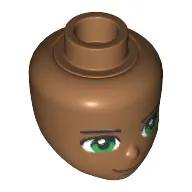 Minidoll Head with Green Eyes, Eyebrows and Closed Mouth Smile Print