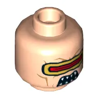 Minifig Head Mutant Leader, Gold and Red Visor, Open Mouth with Fangs Print [Hollow Stud]