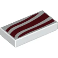 Tile 1 x 2 with Dark Red Waves (Scarf) Print