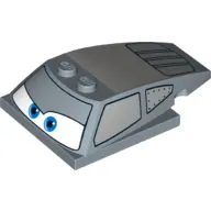 Brick Wedged, Curved 6 x 4 x 1 1/3 with 4 x 4 Base with Blue Eyes, Windows Print (Lightning McQueen)