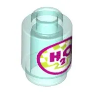 Brick Round 1 x 1 Open Stud with 'H2O' print