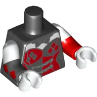 Torso, Odd Dual Molded Arms, Black and Red Corset with Diamonds Print (Harley Quinn), White Sleeves Pattern, Left Red Arms, Right Black Arms, White Hands
