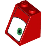 Brick Sloped 65° 2 x 2 x 2 with Bottom Tube and Eye, Green, Right Print