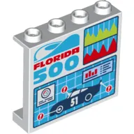 Panel 1 x 4 x 3 [Side Supports / Hollow Studs] with Florida 500, Graphs and Car Technic Schematics print