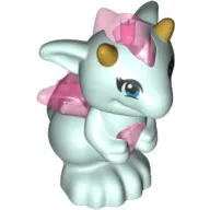 Creature, Dragon, Baby with Trans-Dark Pink Belly, Spines and Wings and Gold Horns Pattern (Lula)