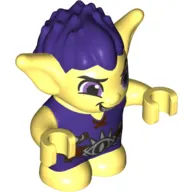 Goblin - Dark Purple Hair and Tunic - Brown Belt with Slingshot and Flask (Rimlin with Tilted Open Mouth) Print