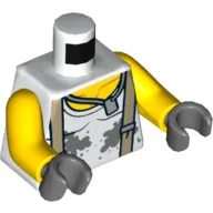 Torso Vest, Gray Splotches Tan Straps, Chain with Dog Tag Print, Yellow Arms, Dark Bluish Gray Hands [Plain]