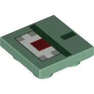 Tile Special 2 x 2 Inverted with Pixelated Dark Green, Dark Red, White and Gray Print (Minecraft Guardian)