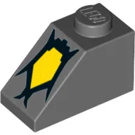 Brick Sloped 45° 2 x 1 with Bottom Pin with Yellow Monster Eye Print