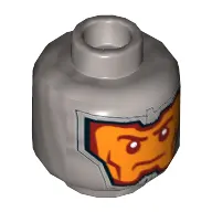 Minifig Head Royal Guard / Soldier, Dual Sided, Balaclava, Orange Face, Dark Red Eyebrows and Cheek Lines, Firm / Gritted Teeth Print [Hollow Stud]