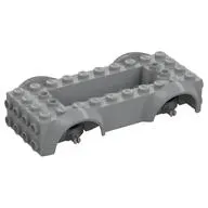 Vehicle Base 4 x 10 x 2 1/2 with Mudguards, Wheel Pins and 6 x 2 Centre Recess with 3 Holes, Light Bluish Gray Wheel Holders