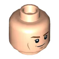 Minifig Head Han Solo, Dual Sided, Brown Eyebrows, Cheek Lines, Smirk / Breathing Mask Print [Hollow Stud]