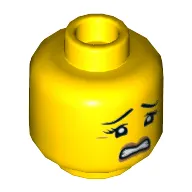 Minifig Head Pat / Patty Keys, Eyebrows and Three Eyelashes, Scared with Gritted Teeth Print [Hollow Stud]