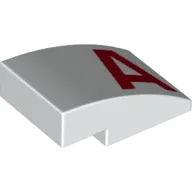 Brick Curved 3 x 2 No Studs with Red 'A' Print