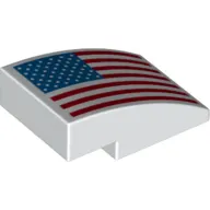 Brick Curved 3 x 2 No Studs with USA Flag Print