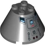 Cone 4 x 4 x 2, Axle Hole with Saturn V Capsule Hatch and Window Print