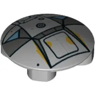 Plate Round 2 x 2 with Rounded Bottom [Boat Stud] and Metal Panels, Door, and Rust Print
