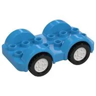 Duplo Car Base 2 x 6 - 4 White Wheels with Black Tires on 4 Fixed Axles