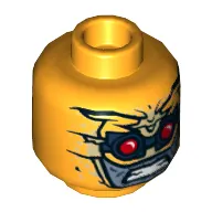 Minifig Head Parademon, Red Eyes, Goggles, Sand Blue Face Print [Hollow Stud]