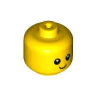 Minifig Head Baby / Toddler with Neck with Eyes, White Pupils and Smile Print [Hole in Stud]