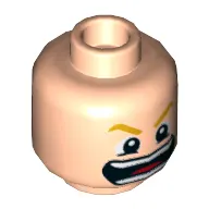 Minifig Head Thor, Bright Light Orange Eyebrows, Open Mouth, Teeth and Red Tongue Print [Hollow Stud]