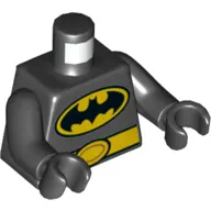 Torso Bodysuit, Large Yellow Batman Logo, Yellow Belt Print, Black Arms and Hands