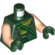 Torso Tunic with Laces, Lime Shirt, Bright Green Belt, 'G' Buckle Print (Green Arrow), Light Nougat Arms, Dark Green Hands