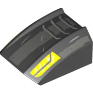 Brick Curved 2 x 2 with Lip, No Studs with Rugged Gray Strip and Yellow Lights Print