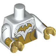 Torso Armor, Gold Panels, Gold Batgirl Logo Print, White Arms with Gold Cuffs Print, Pearl Gold Hands