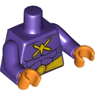 Torso Muscles, Yellow Killer Moth Logo, Belt Print, Dark Purple Arms, Orange Hands