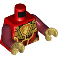 Torso Armor, Gold Plates and Hexagonal Shield with Dragon Head Print, Dark Red Arms, Pearl Gold Hands