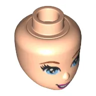 Minidoll Head Bright Light Blue Eyes, Dark Pink Lips, Open Mouth print
